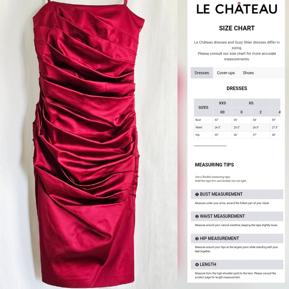 🇨🇦 Le Chateau Strapless Red Satin Dress - Picture 13 of 16